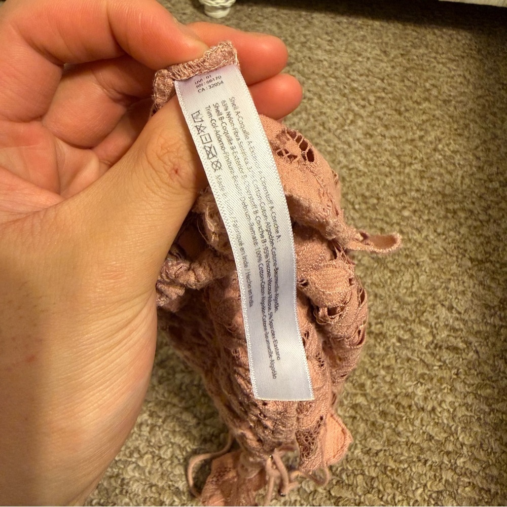 Free People One Adella Bralette Lace Criss Cross Smocked Bralette Sz M Festival - Picture 7 of 7